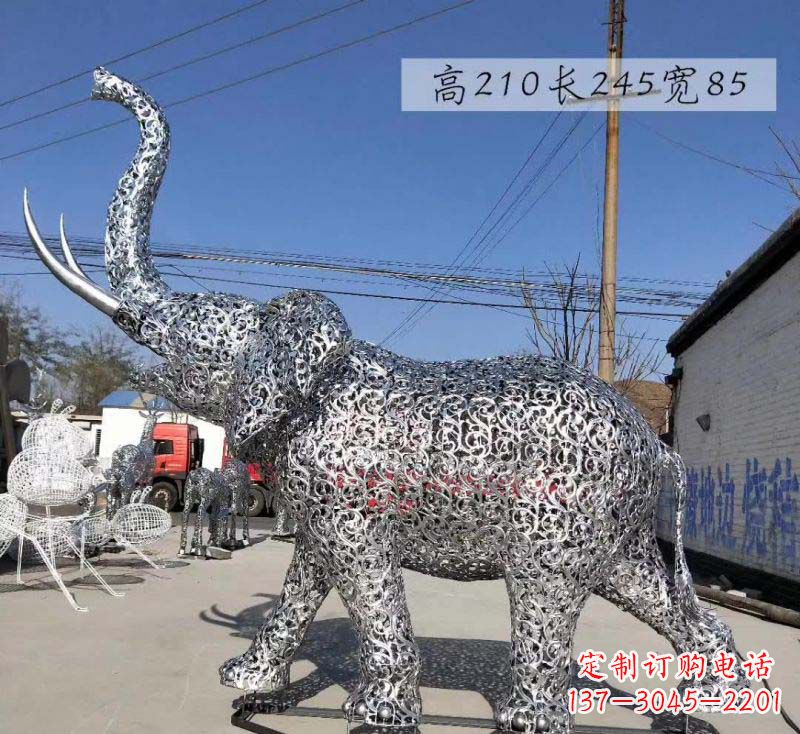 运城不锈钢镂空大象造型雕塑