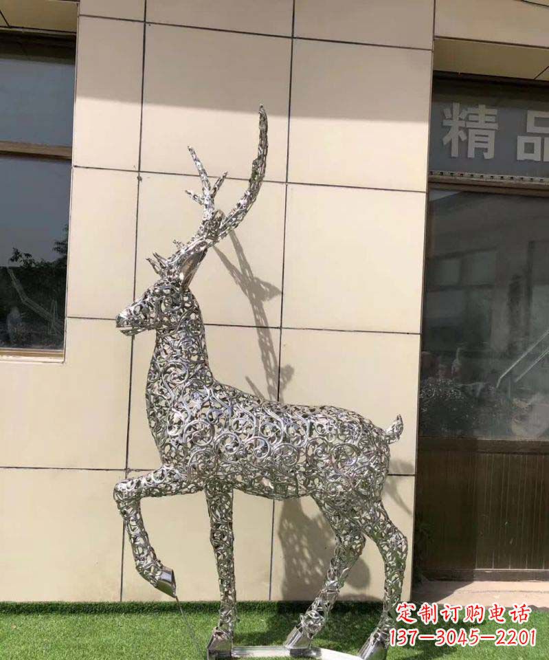 运城不锈钢镂空动物梅花鹿摆件雕塑