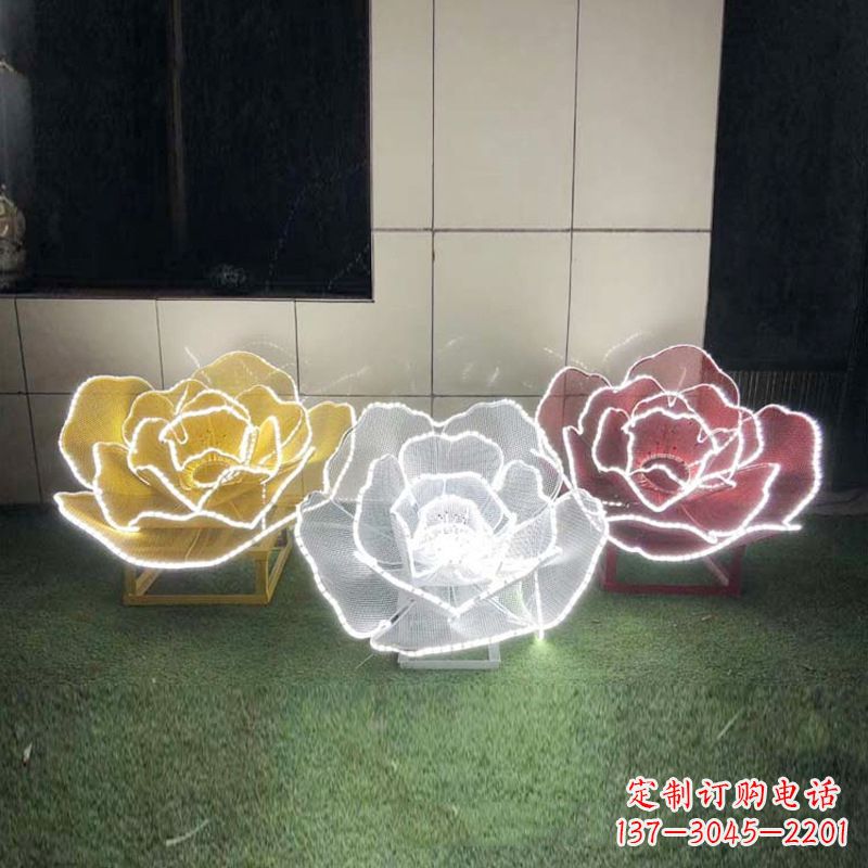 运城不锈钢镂空玫瑰花灯光雕塑