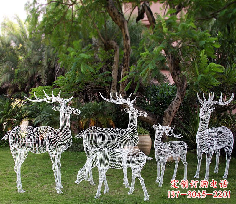 运城不锈钢镂空梅花鹿雕塑 (2)