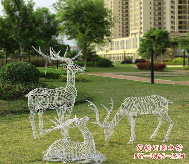 运城不锈钢镂空梅花鹿雕塑1