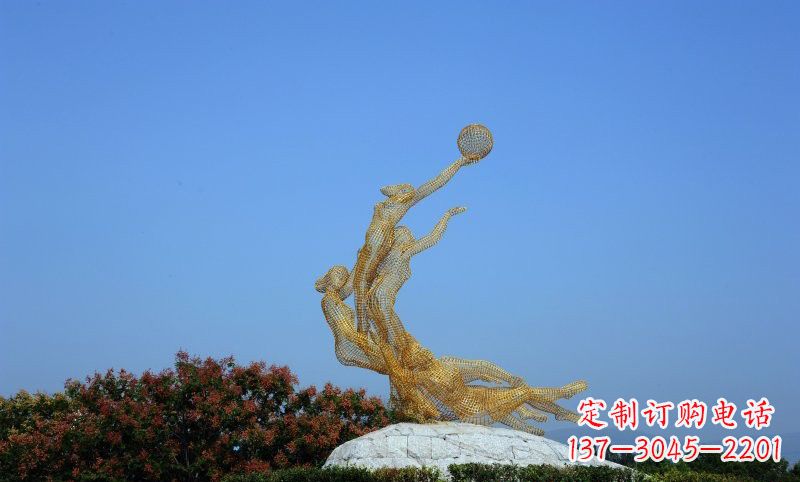 运城不锈钢镂空女排运动员雕塑