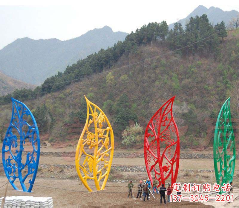运城不锈钢镂空树叶景观雕塑1
