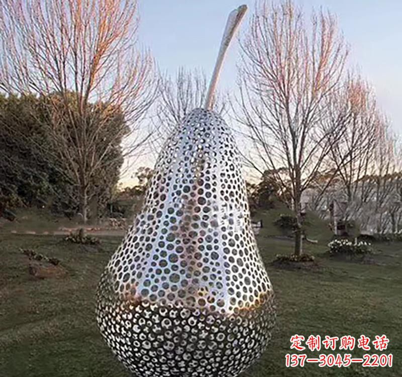 运城不锈钢镂空水果梨雕塑