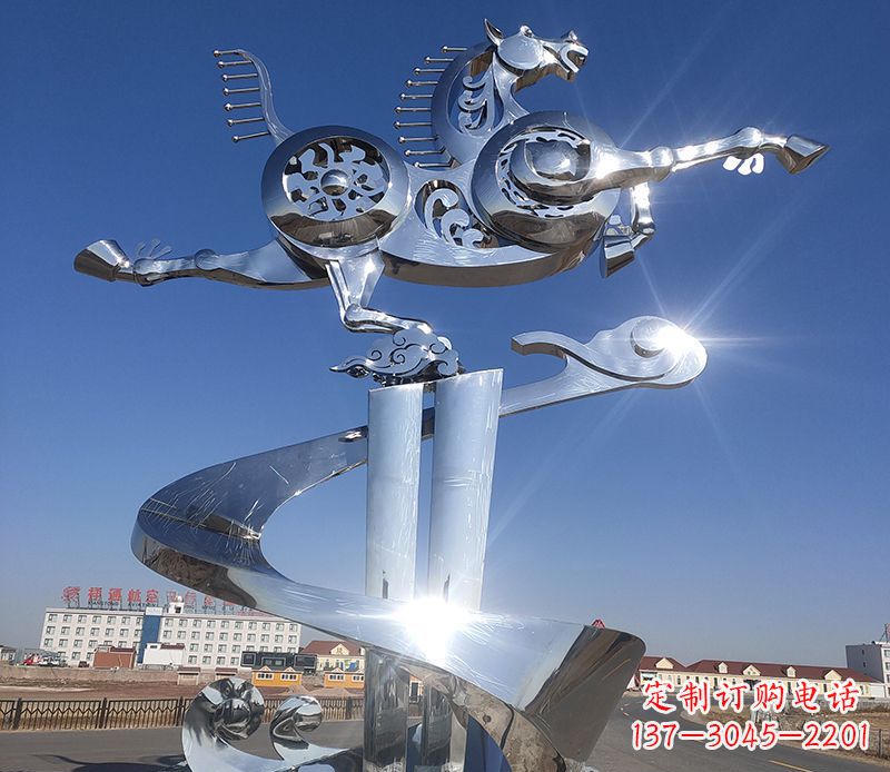 运城不锈钢马踏飞燕雕塑 (2)