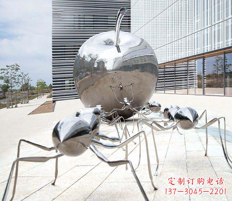 运城不锈钢蚂蚁滚苹果雕塑1