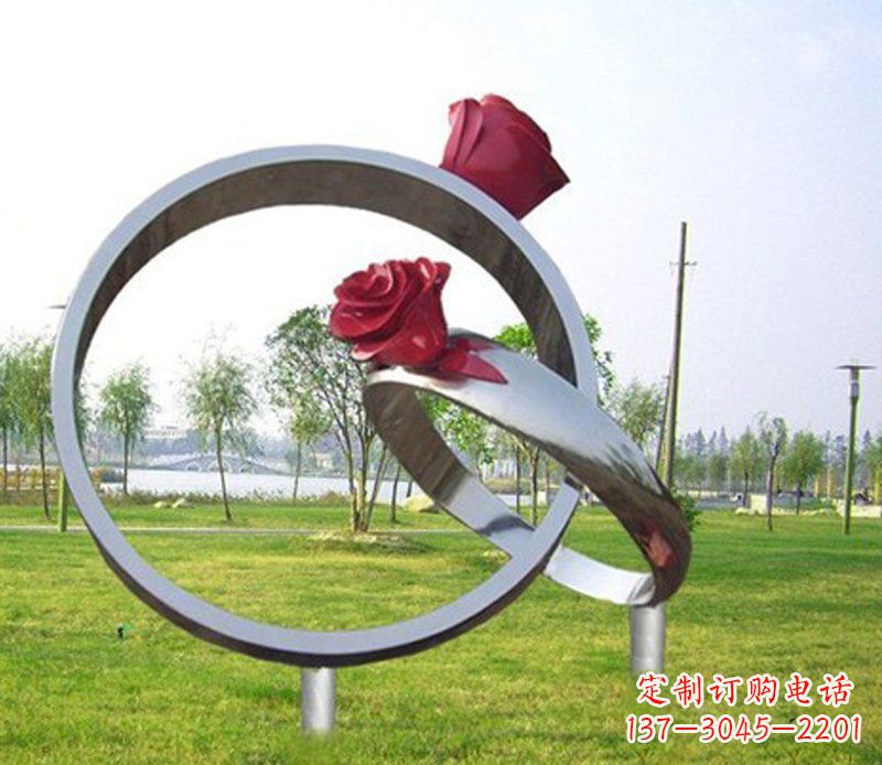 运城不锈钢玫瑰花戒指公园雕塑