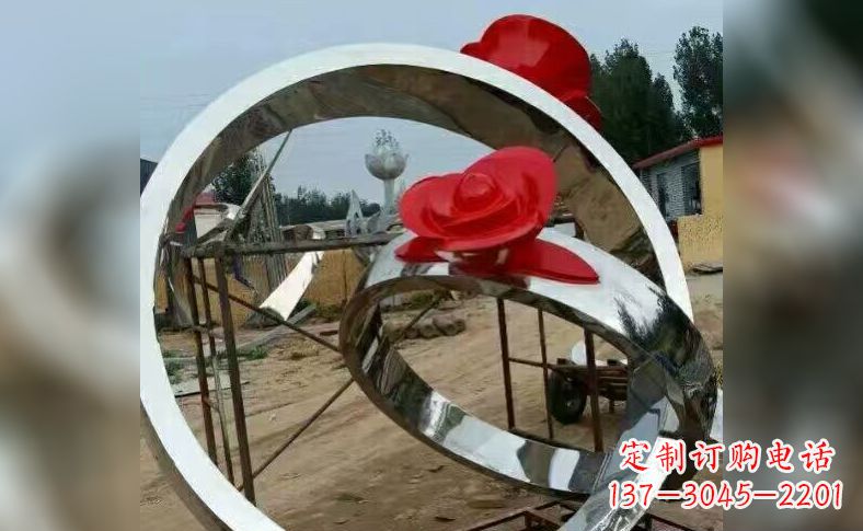 运城不锈钢玫瑰花戒指景观雕塑