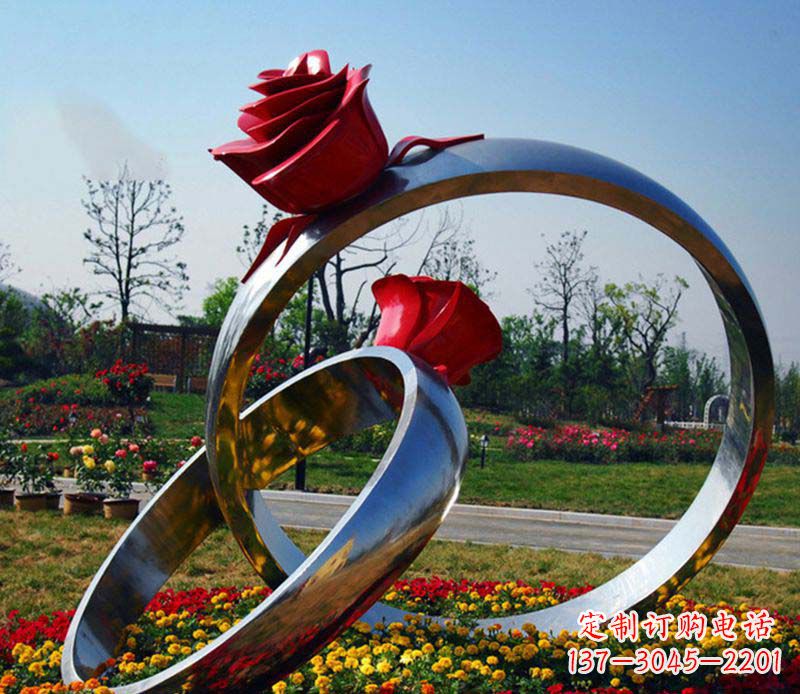 运城不锈钢玫瑰戒指雕塑 (2)