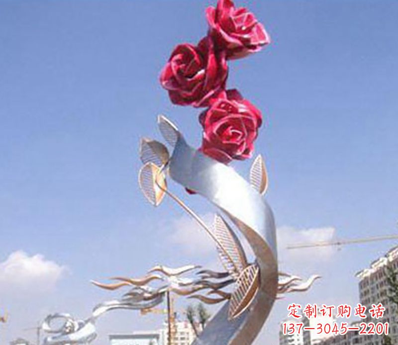 运城不锈钢玫瑰花植物雕塑