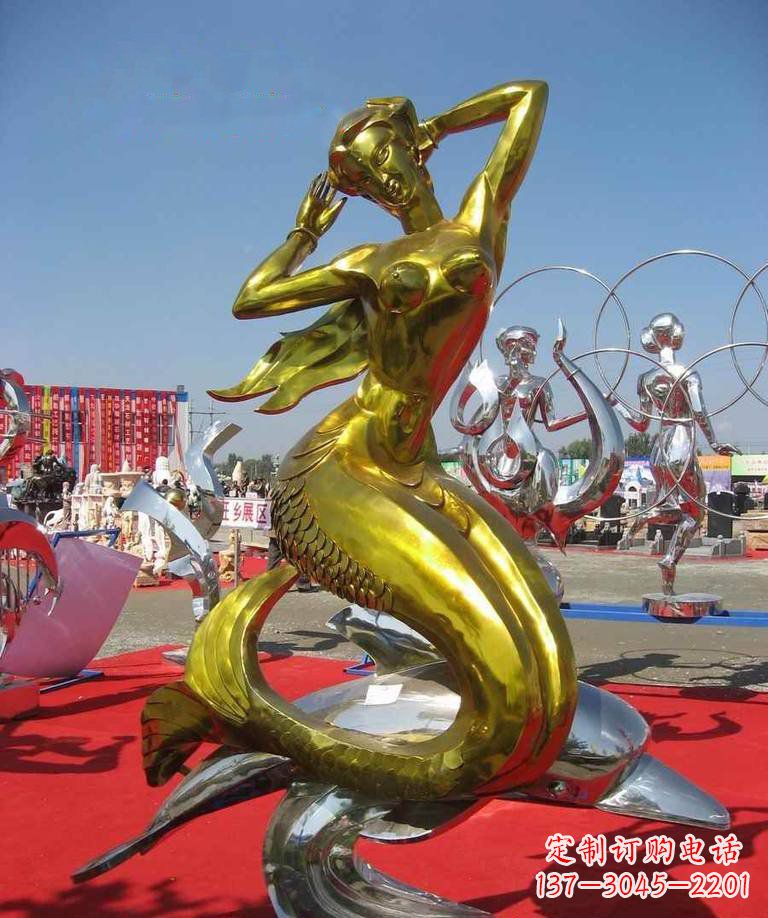 运城不锈钢美人鱼景观雕塑