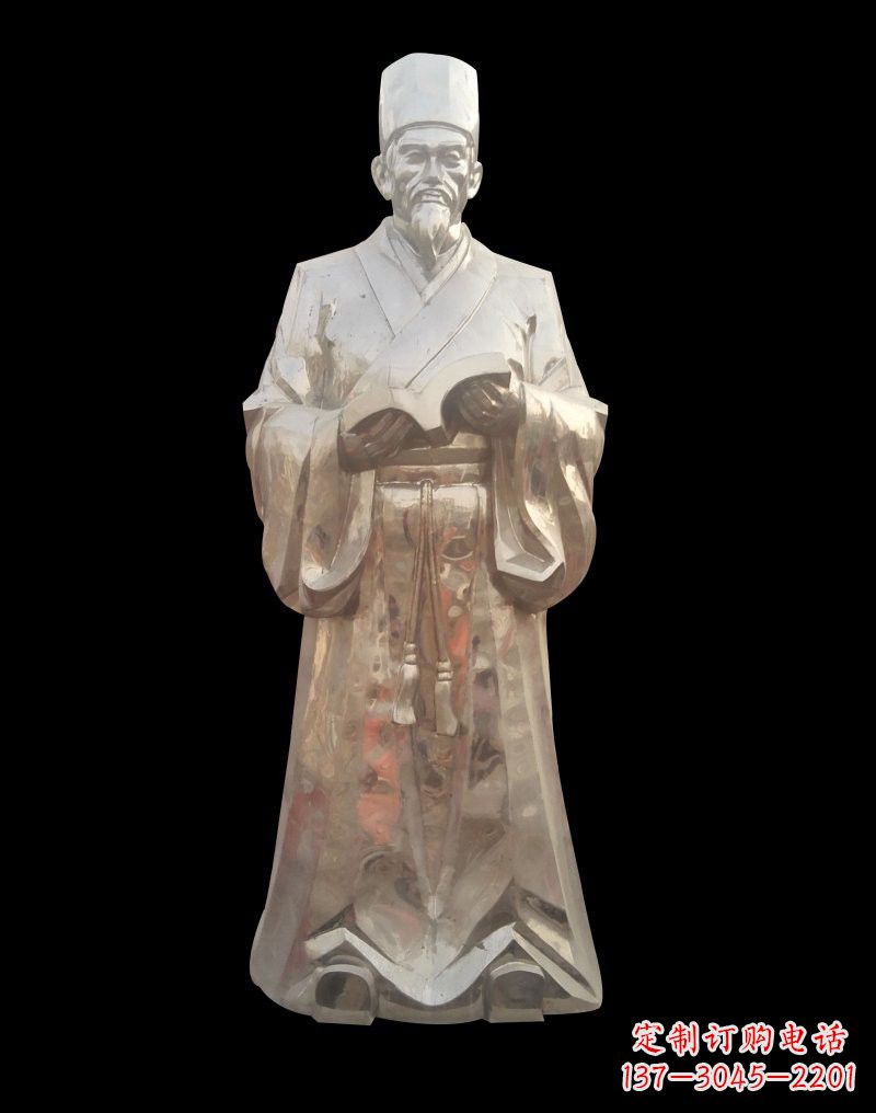 运城不锈钢拿医书的李时珍雕塑