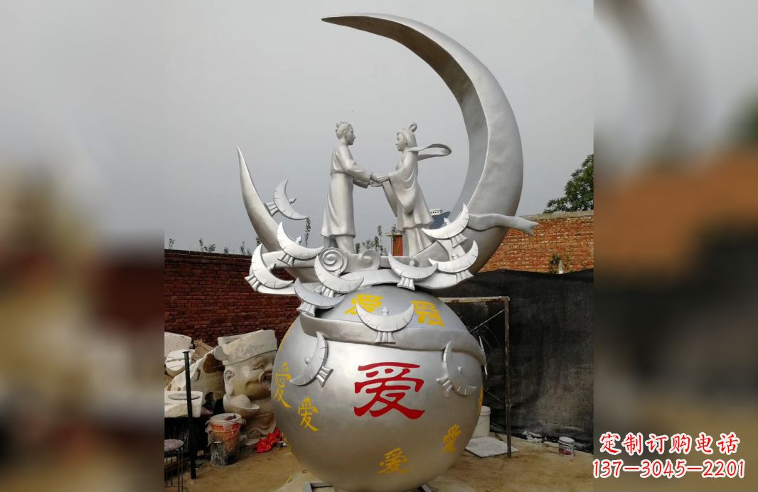 运城不锈钢牛郎织女广场景观雕塑