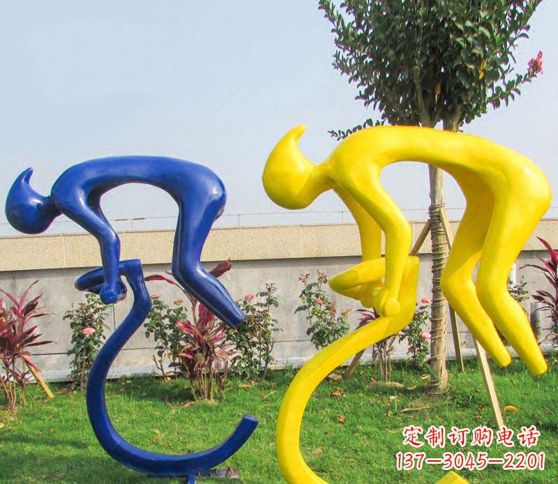 运城不锈钢骑自行车广场景观雕塑