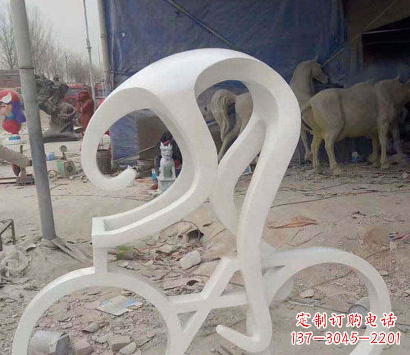运城不锈钢骑自行车公园景观雕塑