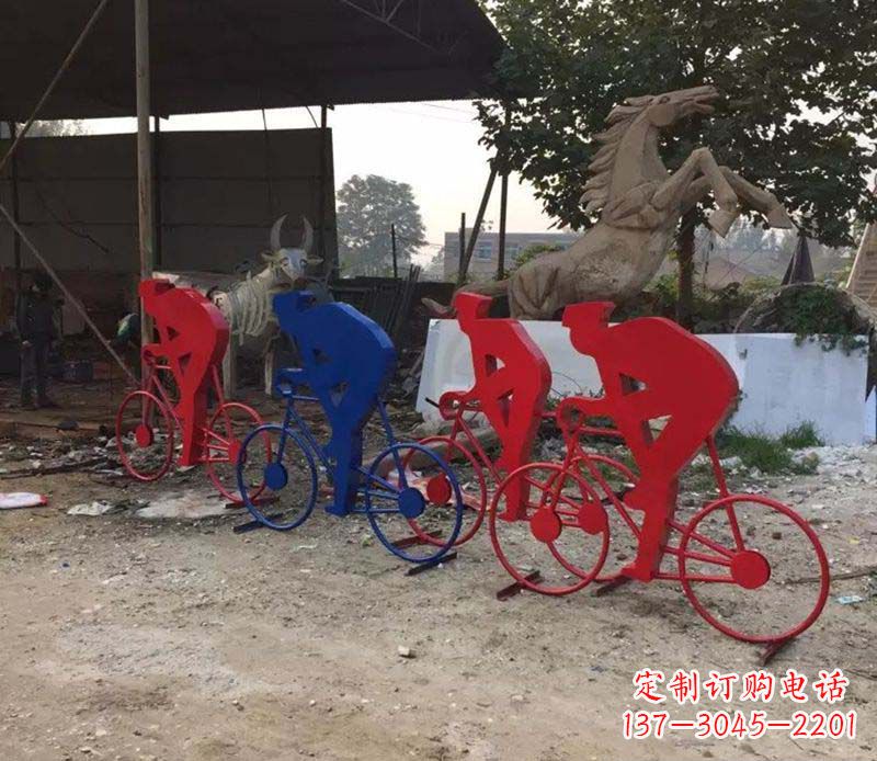 运城不锈钢骑自行车人物雕塑