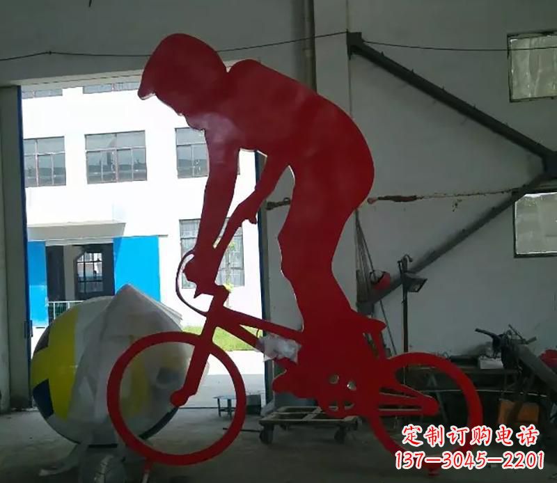 运城不锈钢骑自行车运动雕塑