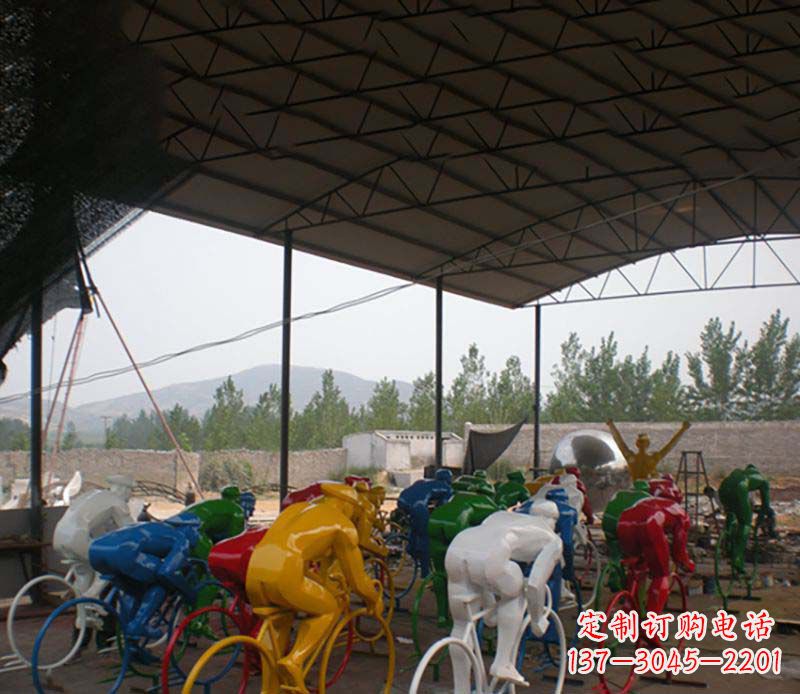 运城不锈钢骑自行车运动雕塑1