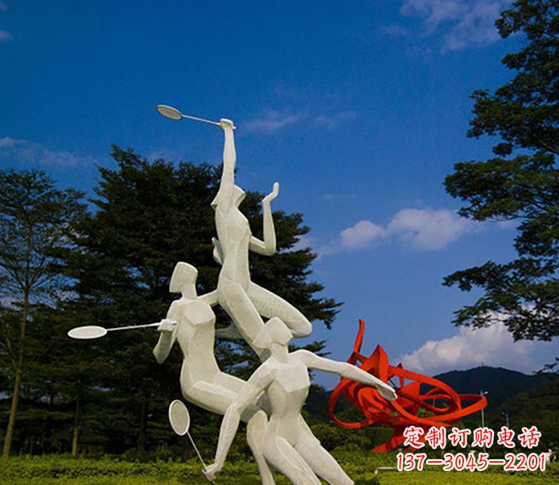 运城不锈钢人物打羽毛球雕塑