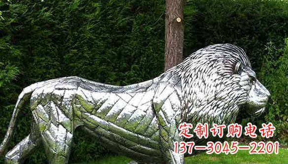 运城不锈钢狮子动物雕塑
