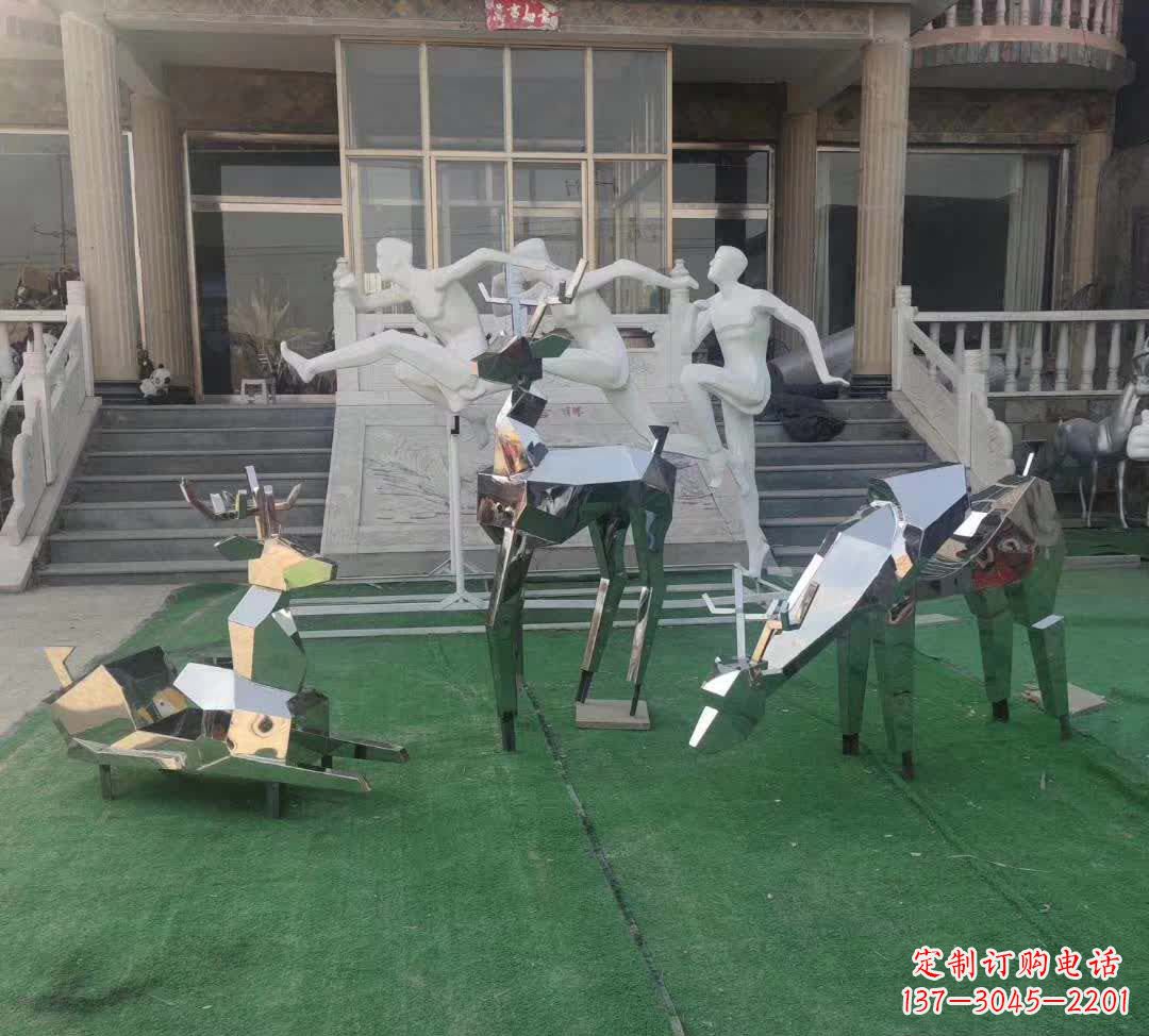 运城不锈钢售楼部动物小鹿雕塑