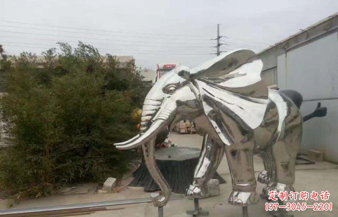 运城不锈钢售楼部装饰动物大象雕塑