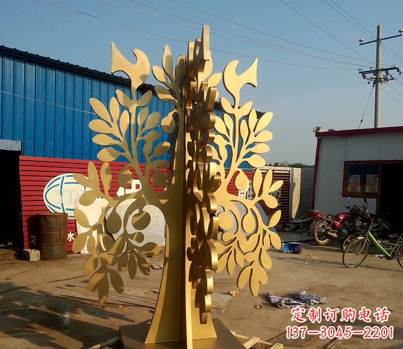 运城不锈钢树叶园林景观雕塑——美妙绝伦的艺术之作