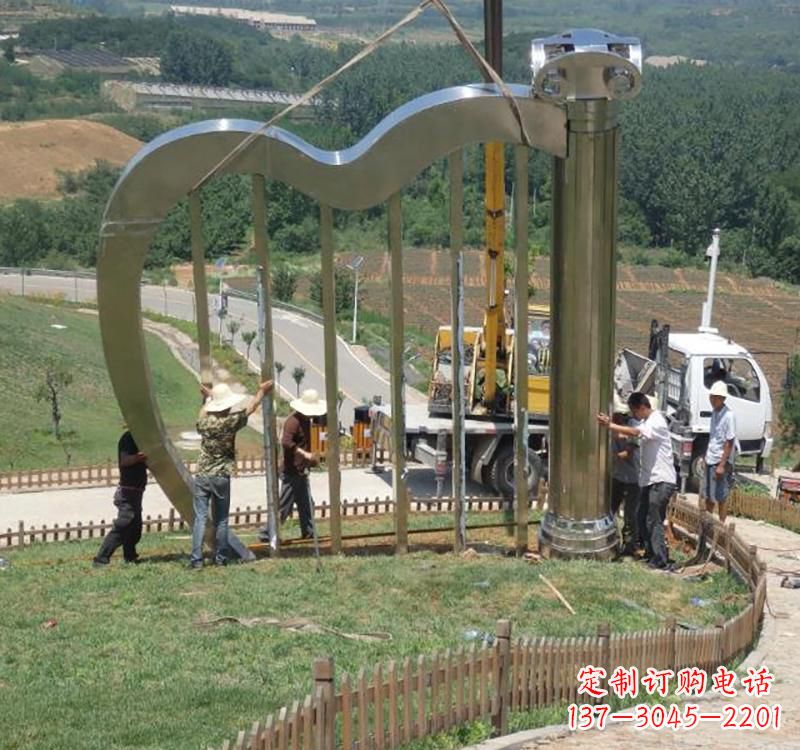 运城音乐美学不锈钢竖琴雕塑