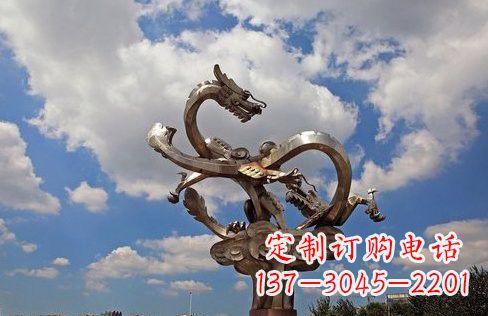 运城不锈钢双龙戏珠雕塑