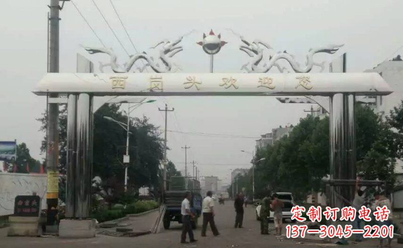 运城不锈钢双龙戏珠牌坊村口牌坊