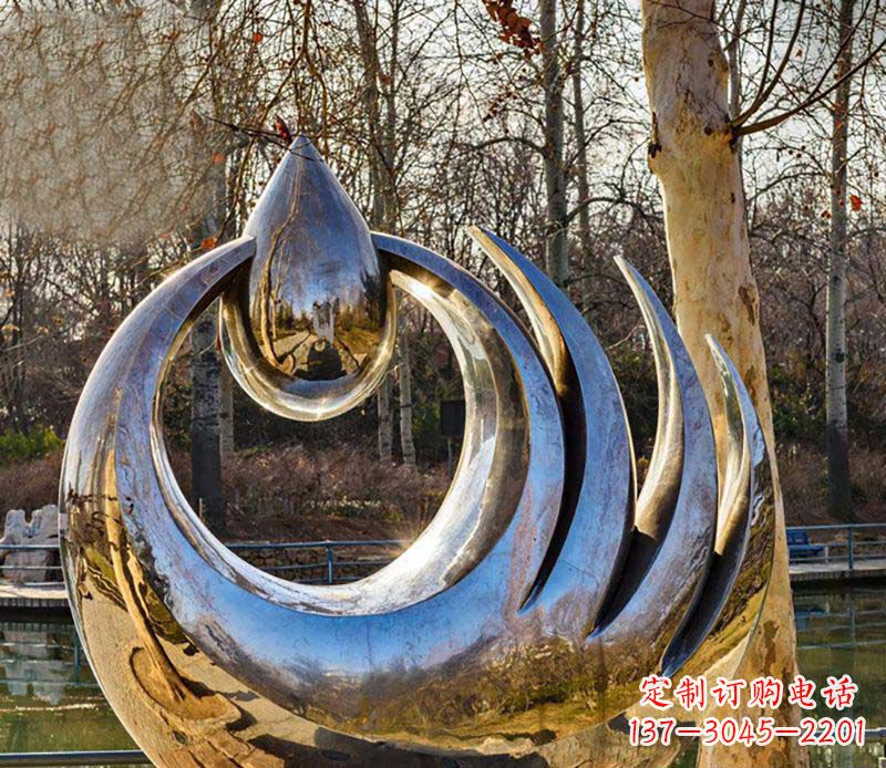 运城不锈钢水滴雕塑给园林带来流动的美