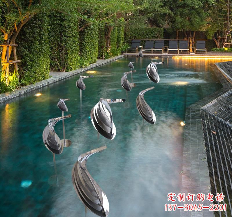 运城不锈钢水景动物鱼群雕塑