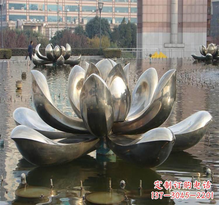 运城不锈钢水景广场荷花雕塑