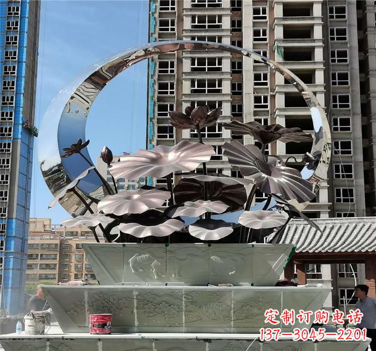 运城不锈钢水景荷花雕塑
