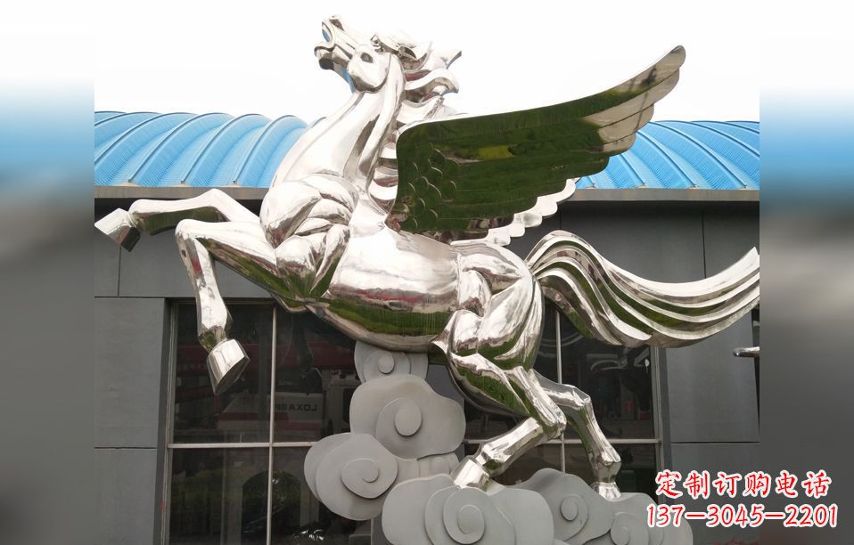运城不锈钢踏祥云的飞马雕塑