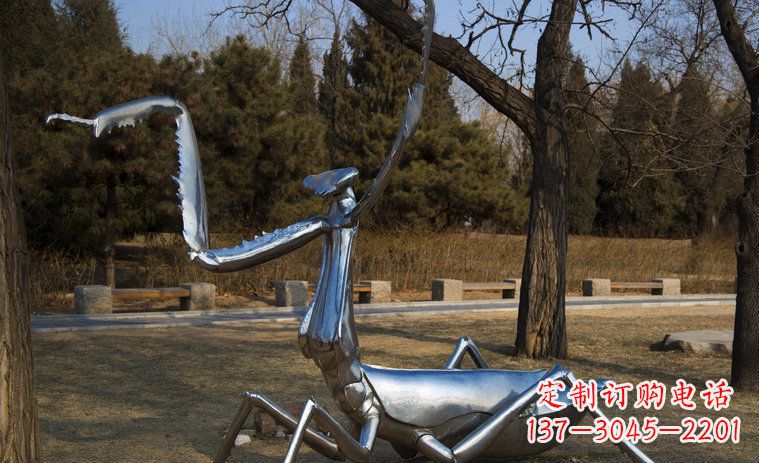 运城不锈钢螳螂园林景观雕塑