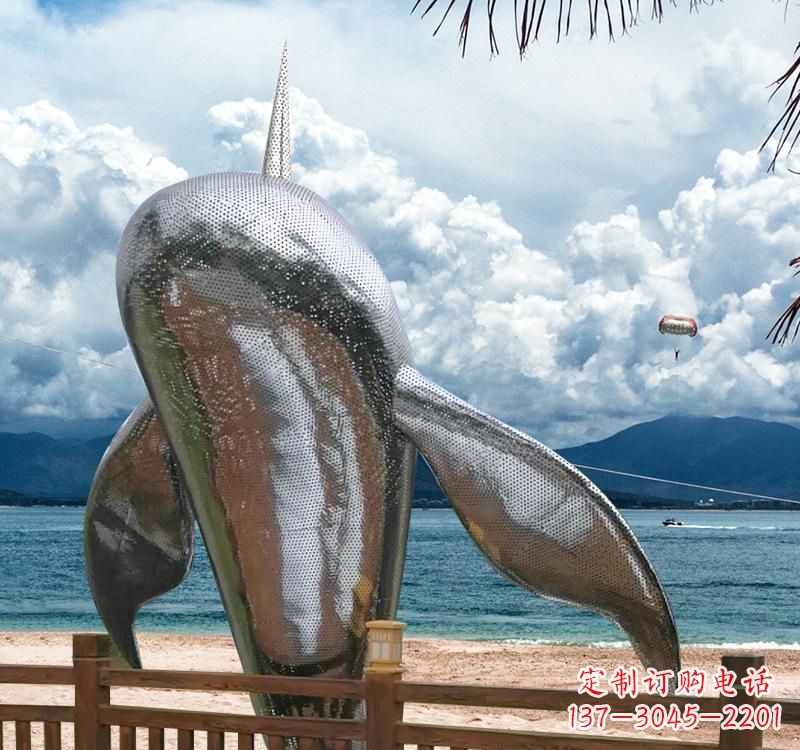 运城不锈钢跳跃鲸鱼雕塑