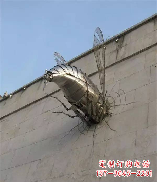 运城不锈钢无头苍蝇动物雕塑