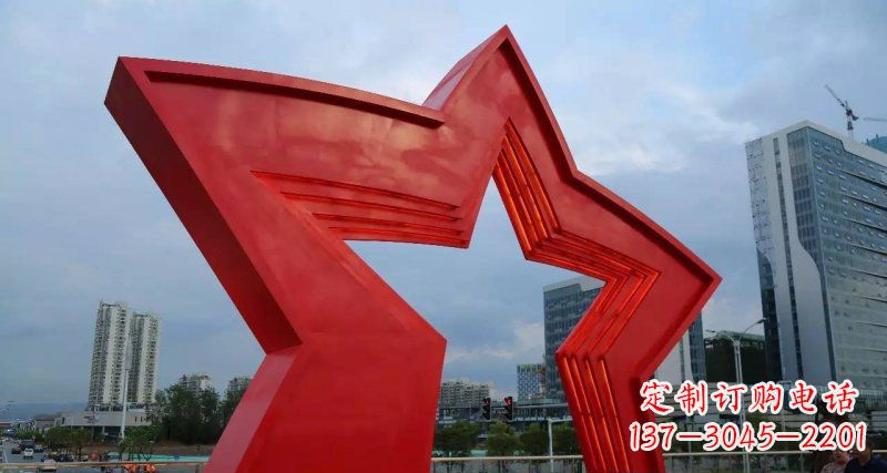 运城不锈钢五角星拱门广场景观雕塑