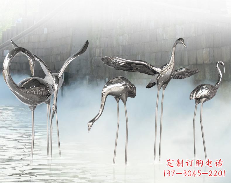 运城不锈钢仙鹤飞鸟雕塑