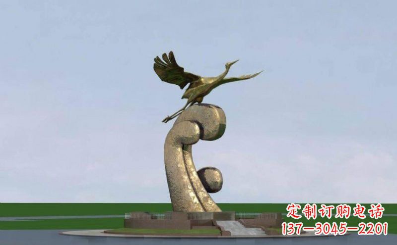 运城不锈钢仙鹤飞翔雕塑 (2)