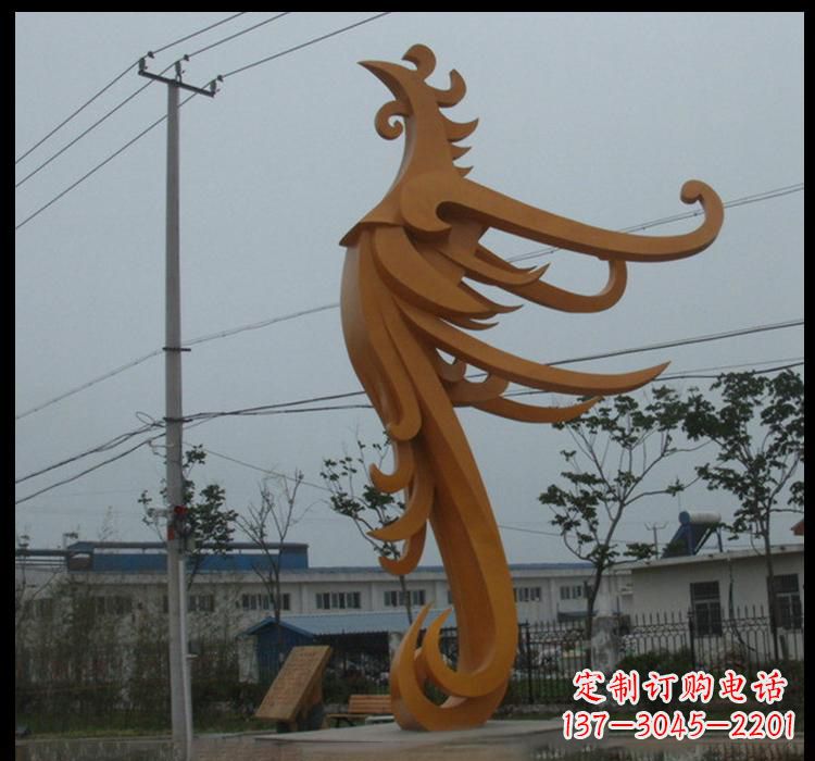 运城不锈钢现代抽象动物凤凰雕塑