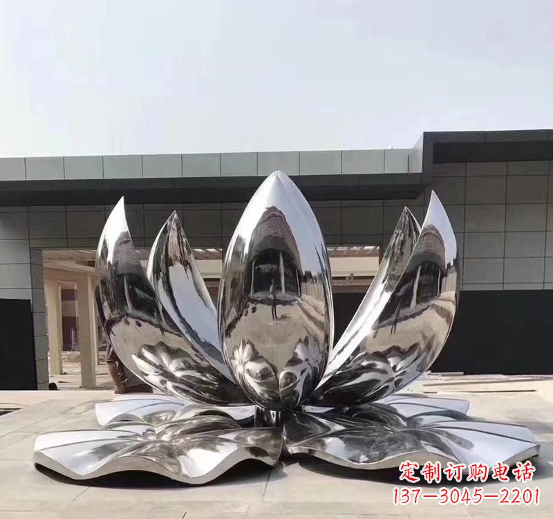 运城不锈钢现代镜面荷花雕塑