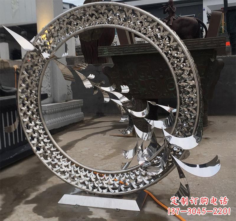 运城不锈钢现代圆环雕塑
