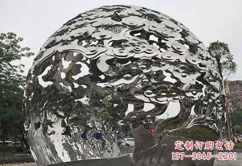 运城不锈钢祥云镂空球拱门雕塑