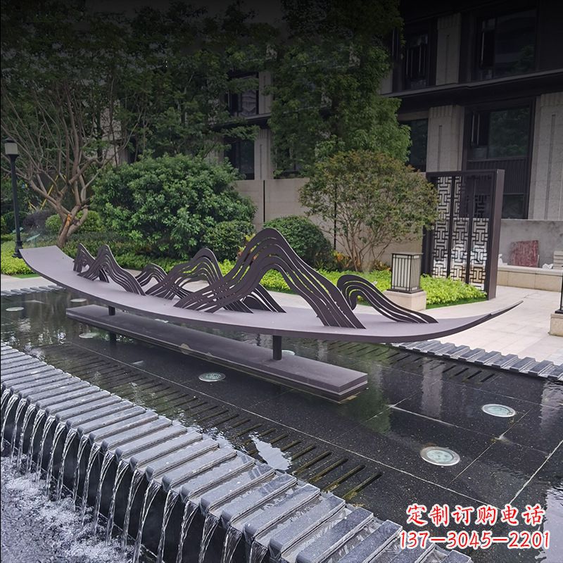 运城不锈钢小船假山抽象景观