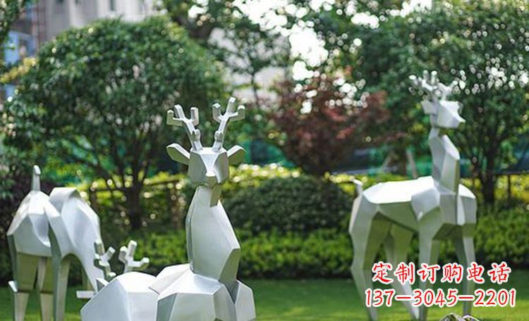 运城不锈钢小鹿抽象动物雕塑