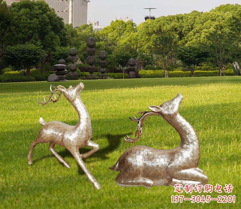 运城不锈钢小区抽象麋鹿雕塑