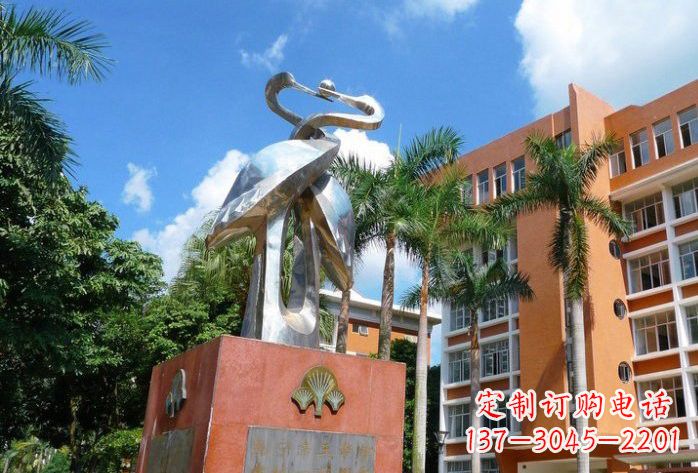 运城不锈钢小区抽象仙鹤雕塑