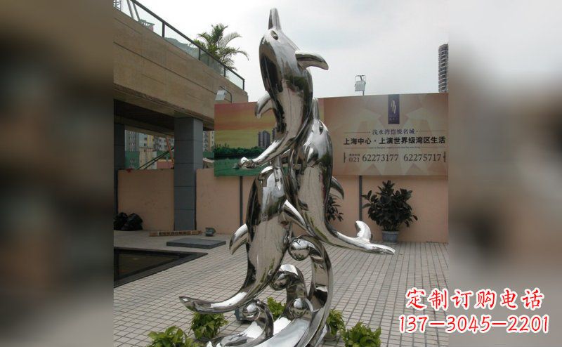 运城不锈钢小区海豚雕塑